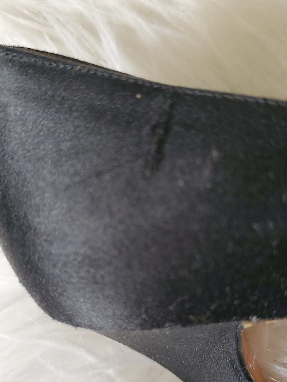 Yves saint laurent black  satin heel pumps slipon shoes size 7.5M - Picture 5 of 16